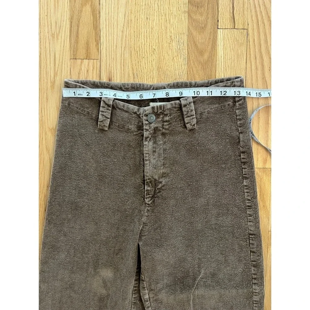 Shop‎ Stevie Womens Brown Corduroy High Rise Wide Leg Raw Hem Pants T1581 Size M
